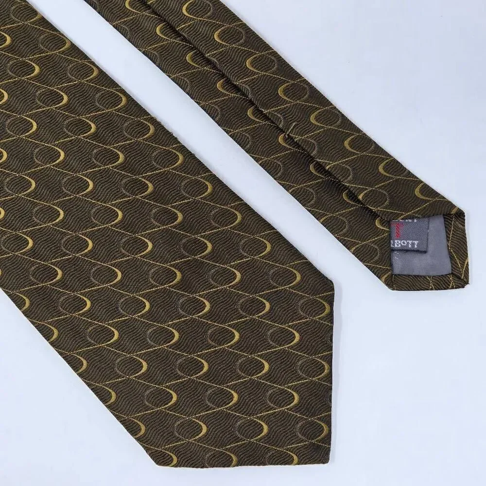 ROBERT TALBOTT BEST OF CLASS SILK TIE BROWN GOLD WAVE WEAVE SATIN 4